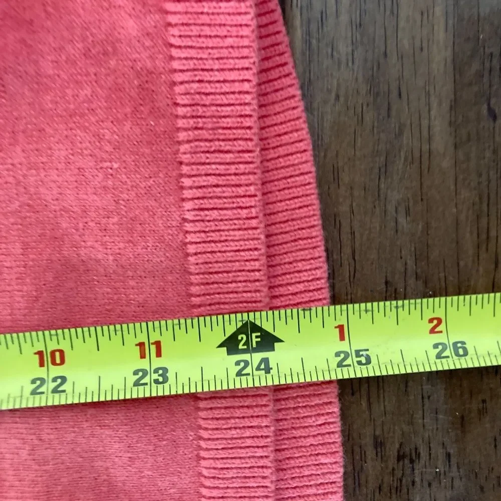 Talbots Women's Medium Coral Pink Crew Neck Sweater Cotton Wool Cashmere